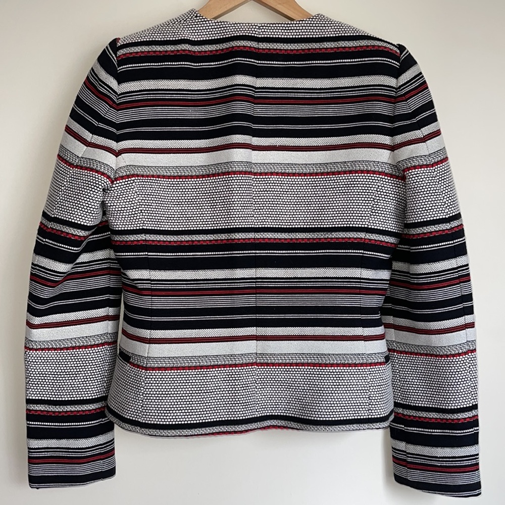 ZARA | Black white red collarless structured jacket - Picture 9 of 9